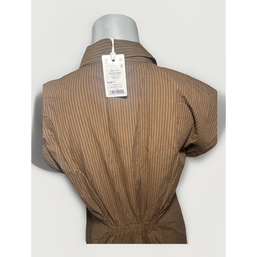 Marine Layer Arden Midi Shirt Dress NWT Brown Black Pinstripe Pima Cotton Sz S - Picture 9 of 16